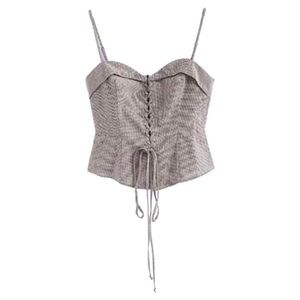 Lace Up Zip Back Corset Top